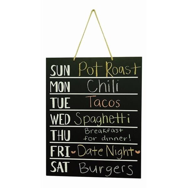 Wood Chalkboard Weekly Menu Meal Planner Wall art