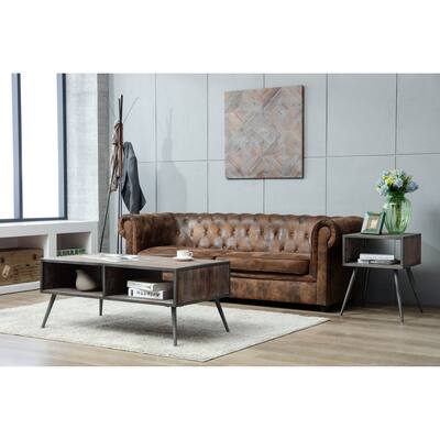 Brennan Mid Century 44" Wood and Metal Cocktail Table