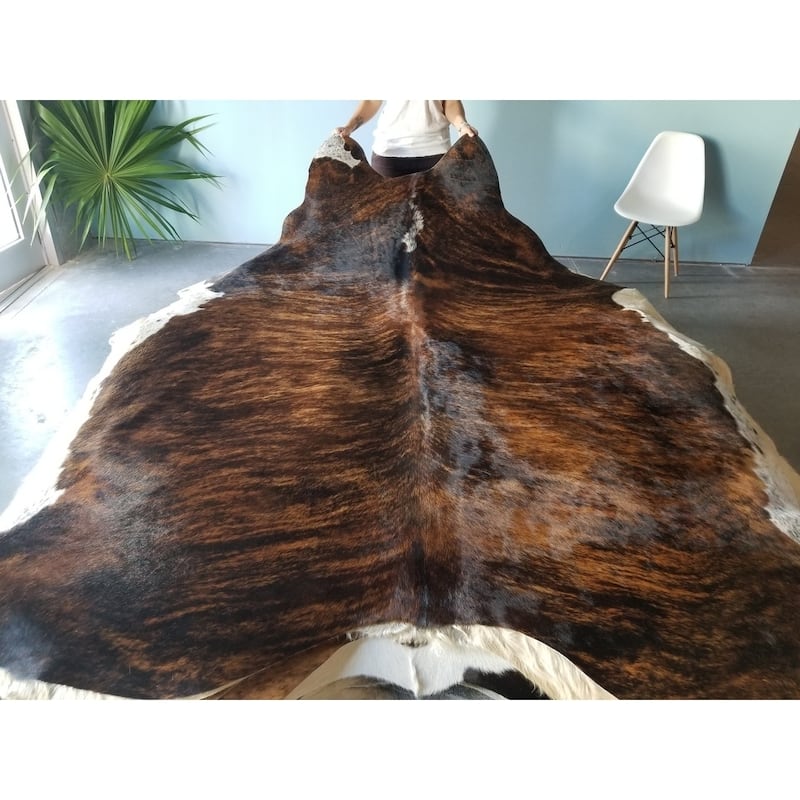 Pergamino Brindle White Belly Cowhide Rug