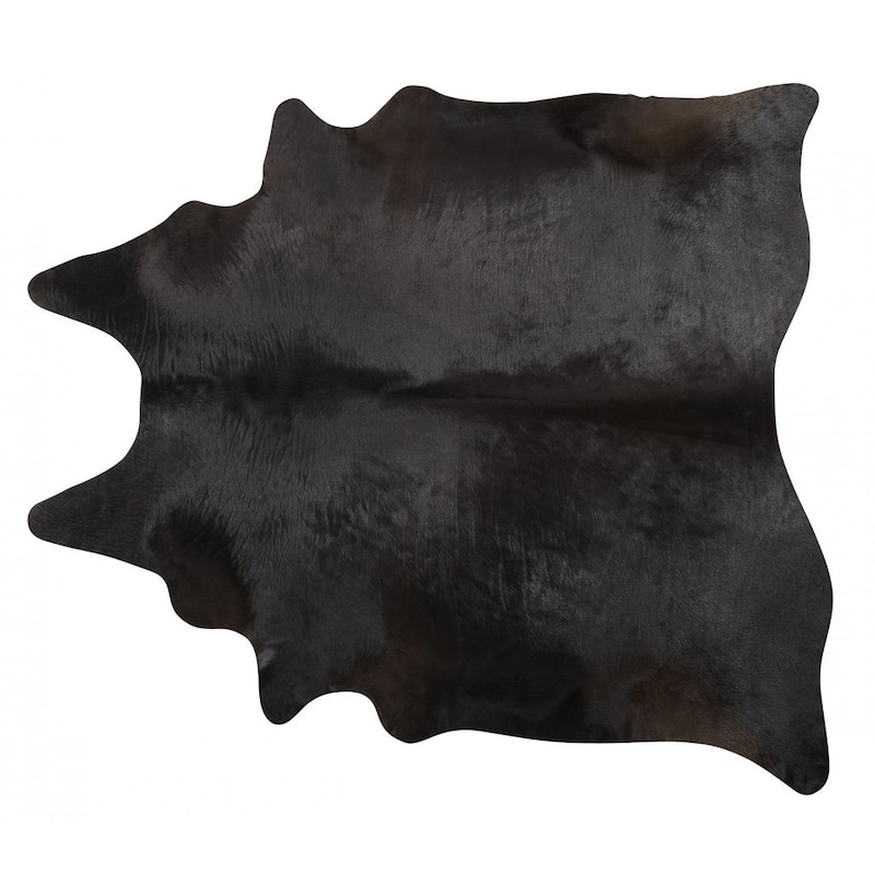 Pergamino Natural Solid Color Cowhide Rug - N/A - Black