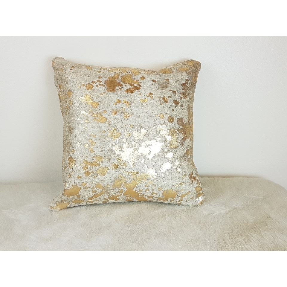 Shop Pergamino Gold Metallic Cowhide Pillows Case Overstock