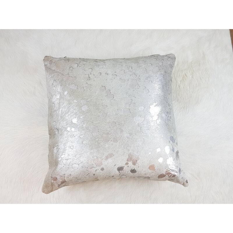 Pergamino Silver Metallic Cowhide Pillows Case