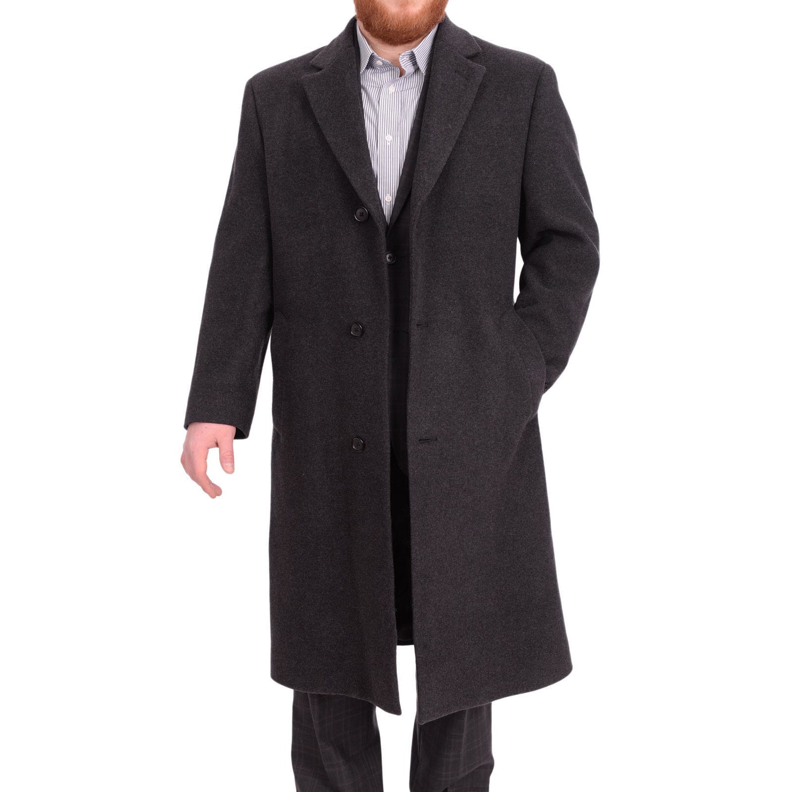 Calvin Klein Classic Fit Full Legnth Charcoal Wool Blend Overcoat