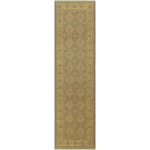 Kafkaz Peshawar Doretha Gray/Gold Wool Rug (2'9 x 9'5) - 2 ft. 9 in. x 9 ft. 5 in. - 2 ft. 9 in. x 9 ft. 5 in.