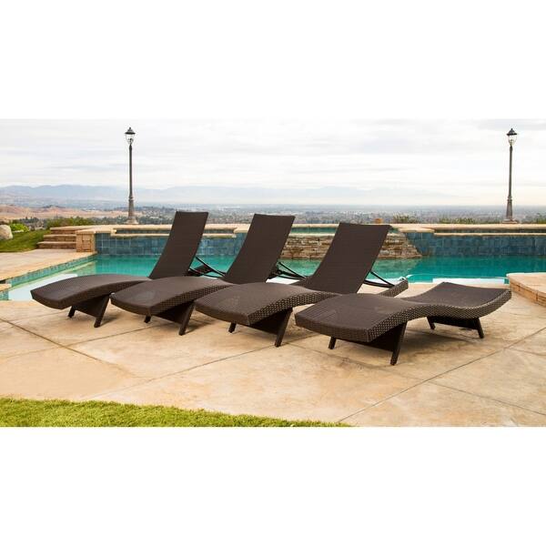 Shop Abbyson Palermo Outdoor Dark Brown Wicker Chaise Lounge Set