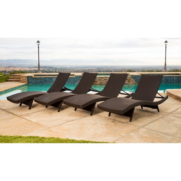 Abbyson Palermo Outdoor Espresso Wicker Chaise Lounge Set Of 4 Abbyson Palermo Outdoor Espresso Wicker Chaise Lounge Set Of 4