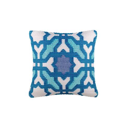 Handmade Seville Multicolor Blue Outdoor Accent Pillow (India) - 20" x 20"