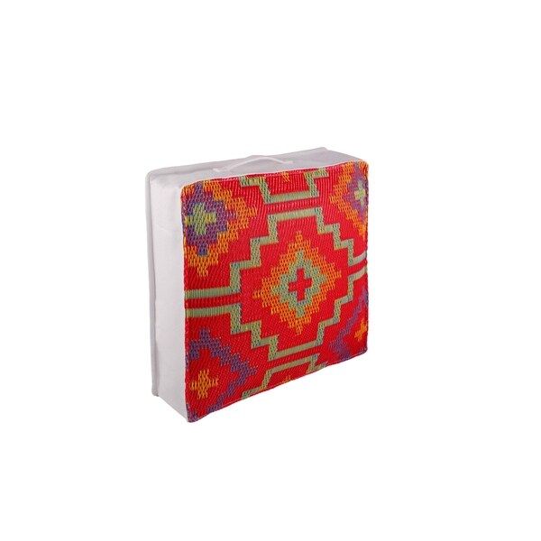Fab Habitat Lhasa Orange and Violet Outdoor Floor Cushion (20" x 20")