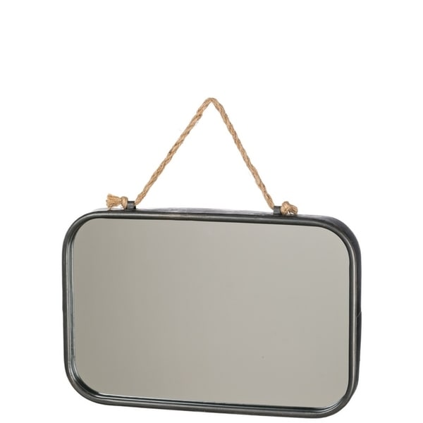 Industrial Metal Rectangular Wall Mirror - black - 15.25"l x1.75"w x10.25"h