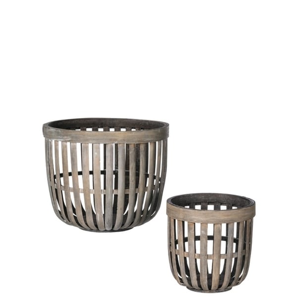 Wooden Storage Baskets - Set of 2