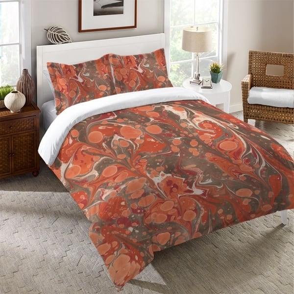 Shop Laural Home Persimmon Marble Duvet Cover Overstock 19875224