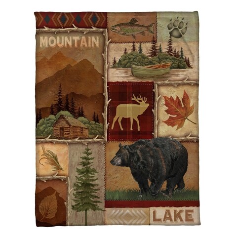 Laural Home Lodge Collage Fleece Throw