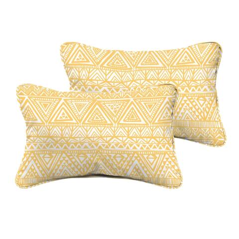 Humble + Haute Yellow and White Triangle Corded Indoor/ Outdoor Pillows, Set of 2
