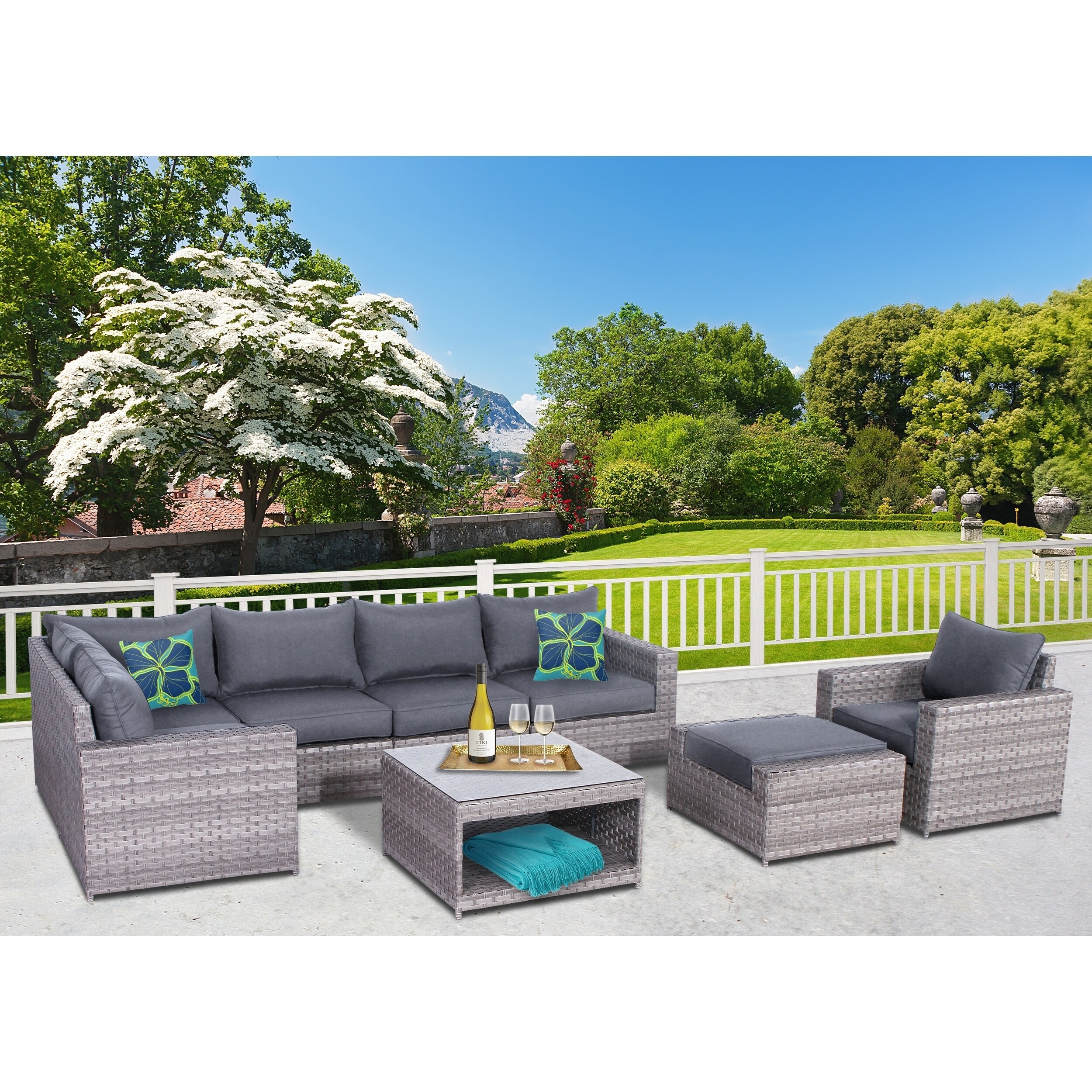 Shop Kensington 8 Piece Olefin Conversation Set Overstock 19875986 Blue