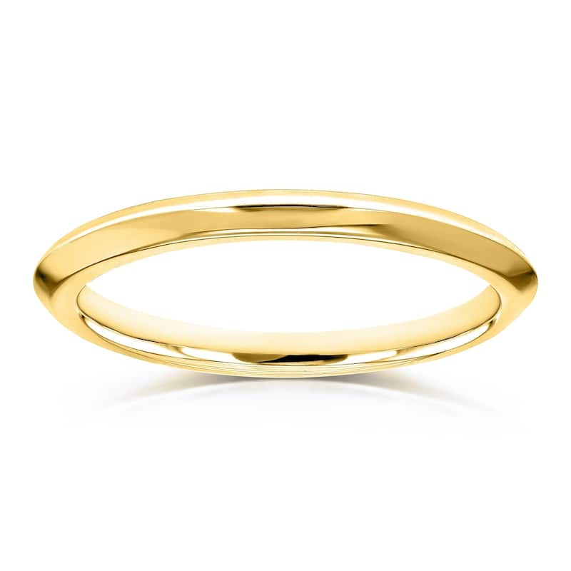 Annello by Kobelli V-Edge Solid 14k Gold Ring Wedding Band - Multiple Color Options - 5.5 - Yellow