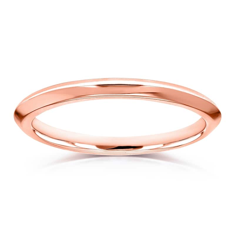 Annello by Kobelli V-Edge Solid 14k Gold Ring Wedding Band - Multiple Color Options - 8 - Rose