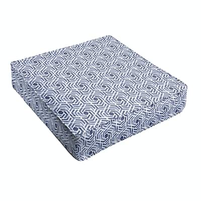 Sorra Home Navy and White Geometric Corded Indoor/ Outdoor Cushion