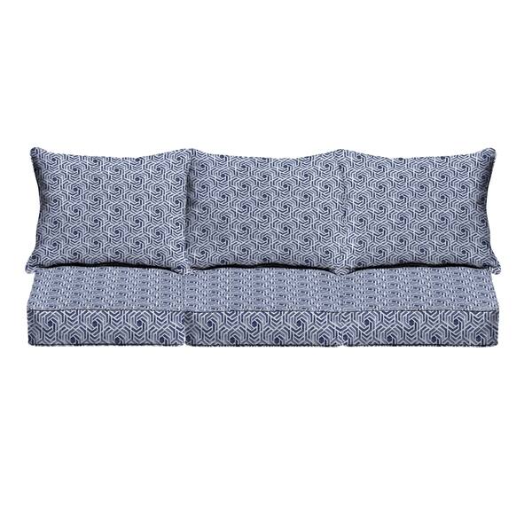 Humble + Haute Navy and White Geometric Corded Indoor/ Outdoor Pillow