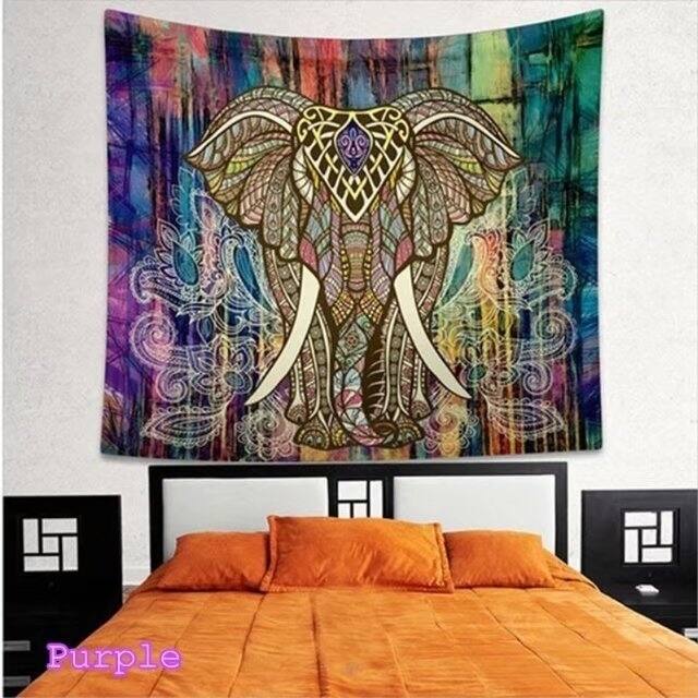 Boho Style Multicolor Tapestry Wall Hanging Blanket Art - Purple