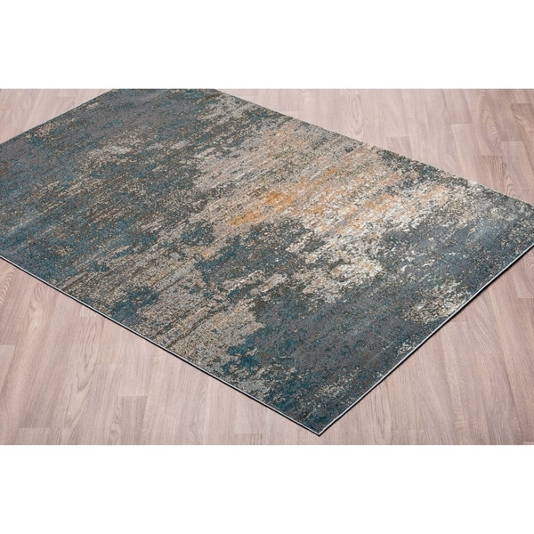Murano Mordern Abstract Grey Gold Soft Pile Rug - 2' x 3'