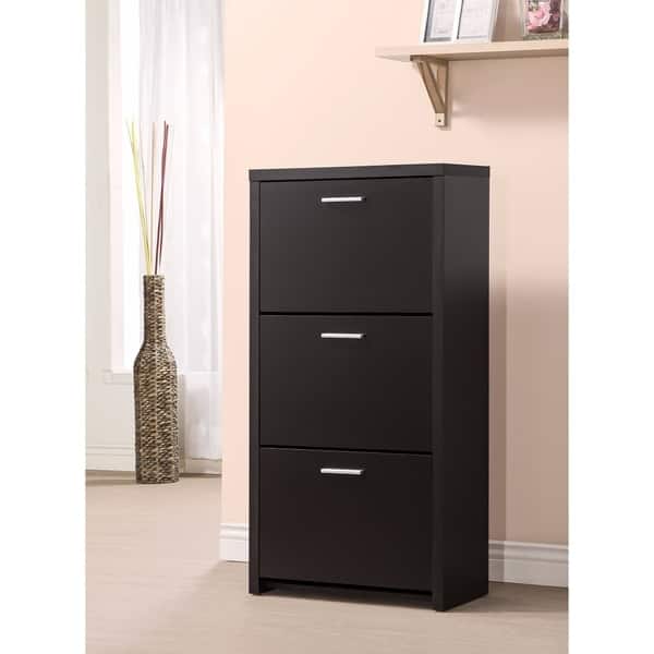 Shop Sophisticated Wooden Shoe Cabinet With 3 Drawers Black