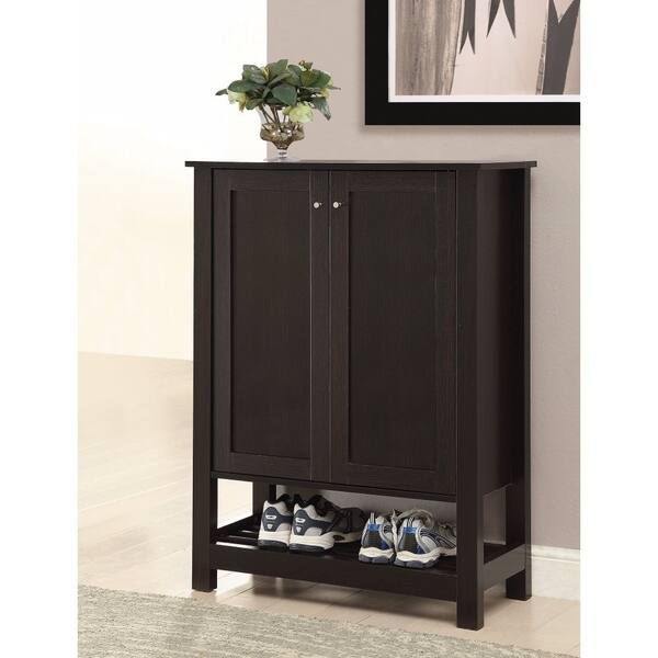 Shop Transitional Wooden Shoe Cabinet With Shelves Brown