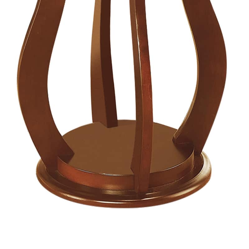 Transitional Wooden Plant Stand With Faux Marble Top, Brown