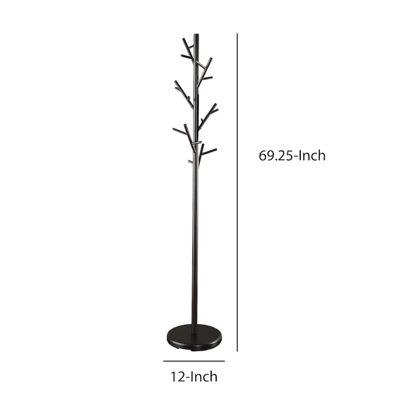 Shiny Twig Style Metal Coat Rack, Black