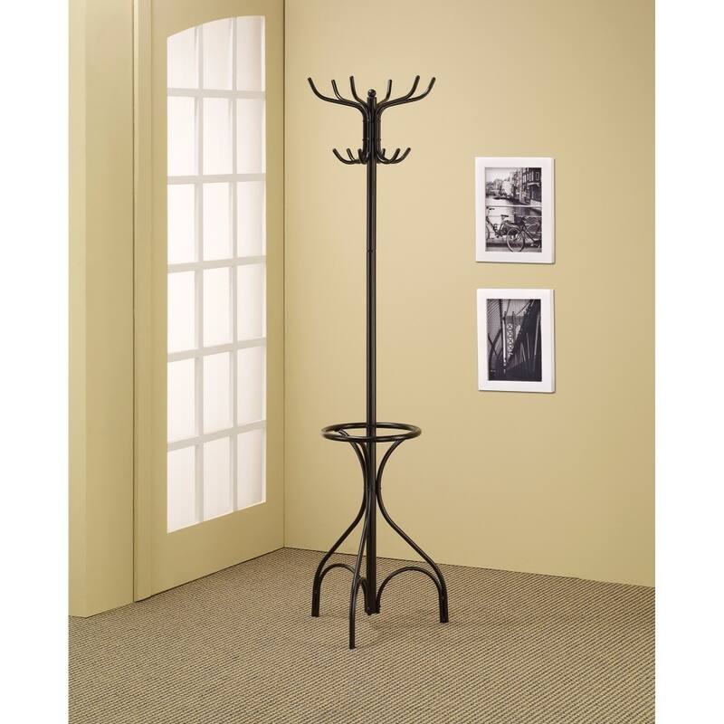 Metal Coat Rack With Umbrella Stand, Black