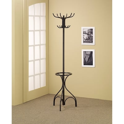 Metal Coat Rack With Umbrella Stand, Black