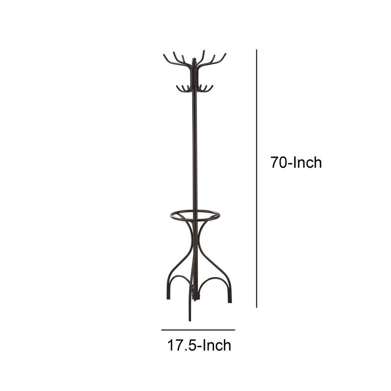 Metal Coat Rack With Umbrella Stand, Black