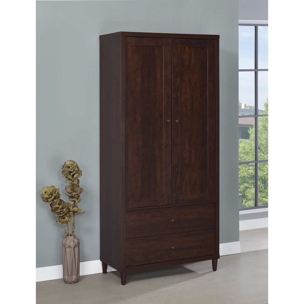 Shop Brown Tall Wooden Accent Cabinet With Doors Overstock