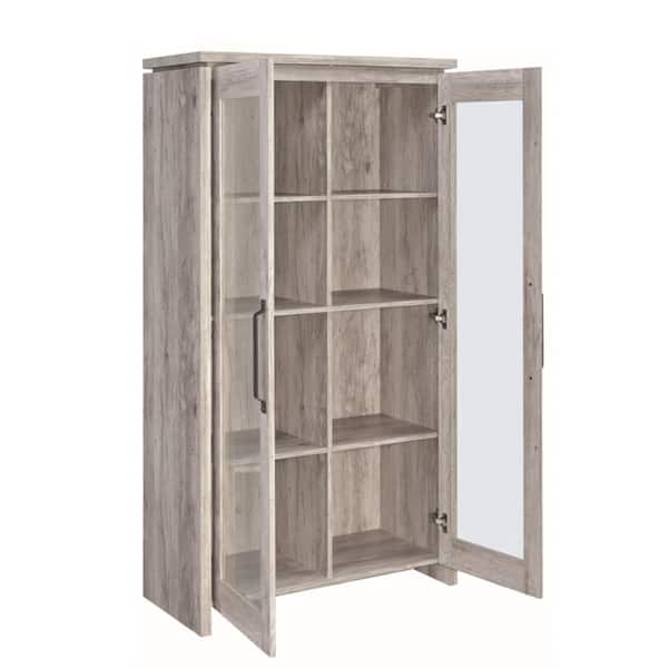 Shop Spacious Wooden Curio Cabinet With Two Glass Doors Gray