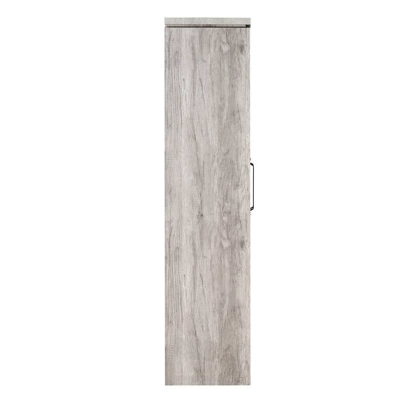 Spacious Wooden Curio Cabinet With Two Glass Doors, Gray