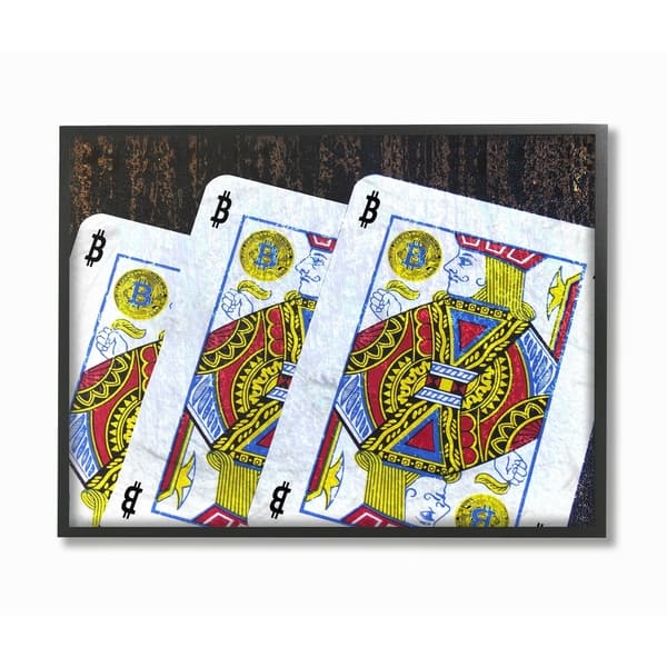 slide 1 of 3, Stupell Industries Bitcoin Playing Cards Wall Art 16 x 20