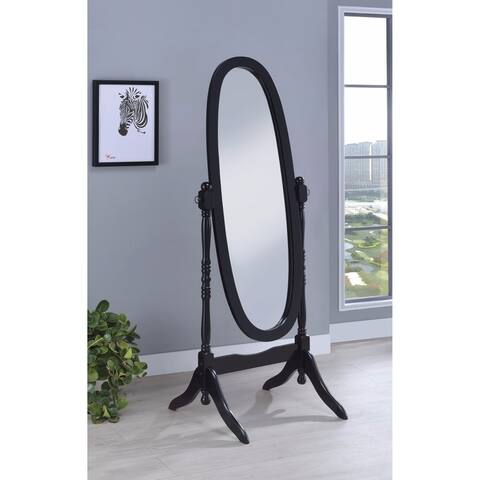 Aesthetically Charmed Oval Shaped Cheval Mirror, Black - clear - A