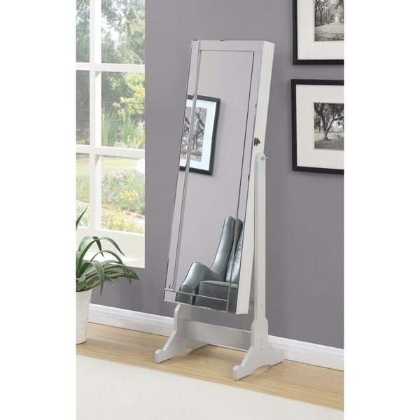 Beautiful Jewelry Cheval Mirror With Interior Storage Gray