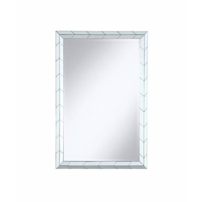 Rectangular Beveled Frame Wall Mirror, Silver