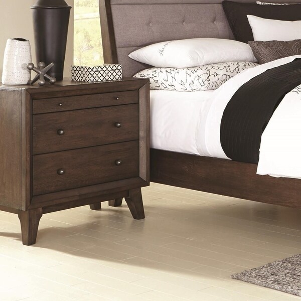3 Drawer Night Stand With Top Felt-Lined Drawer, Brown