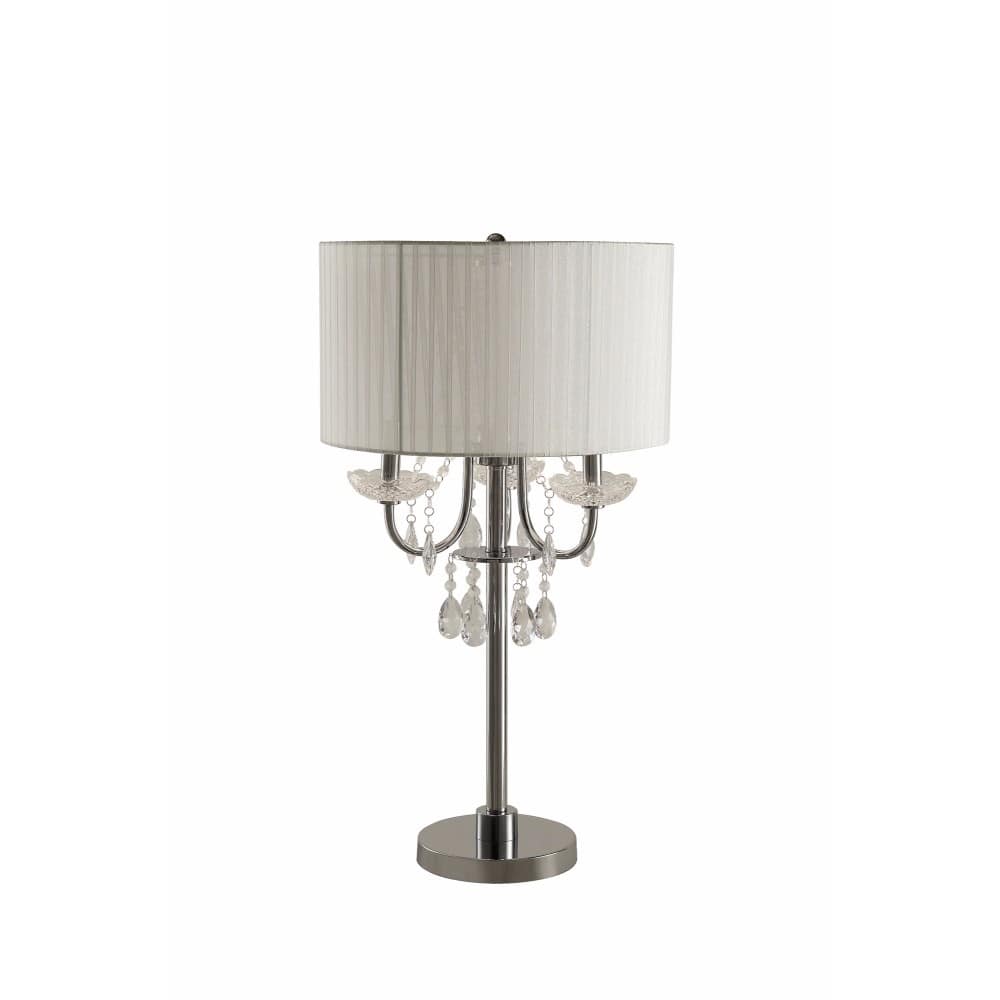 Glamorous Traditional Style Table Lamp, Silver And White, Set of 2