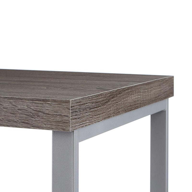 Wooden and Metal Office Desk with Storage Unit, Brown and Silver