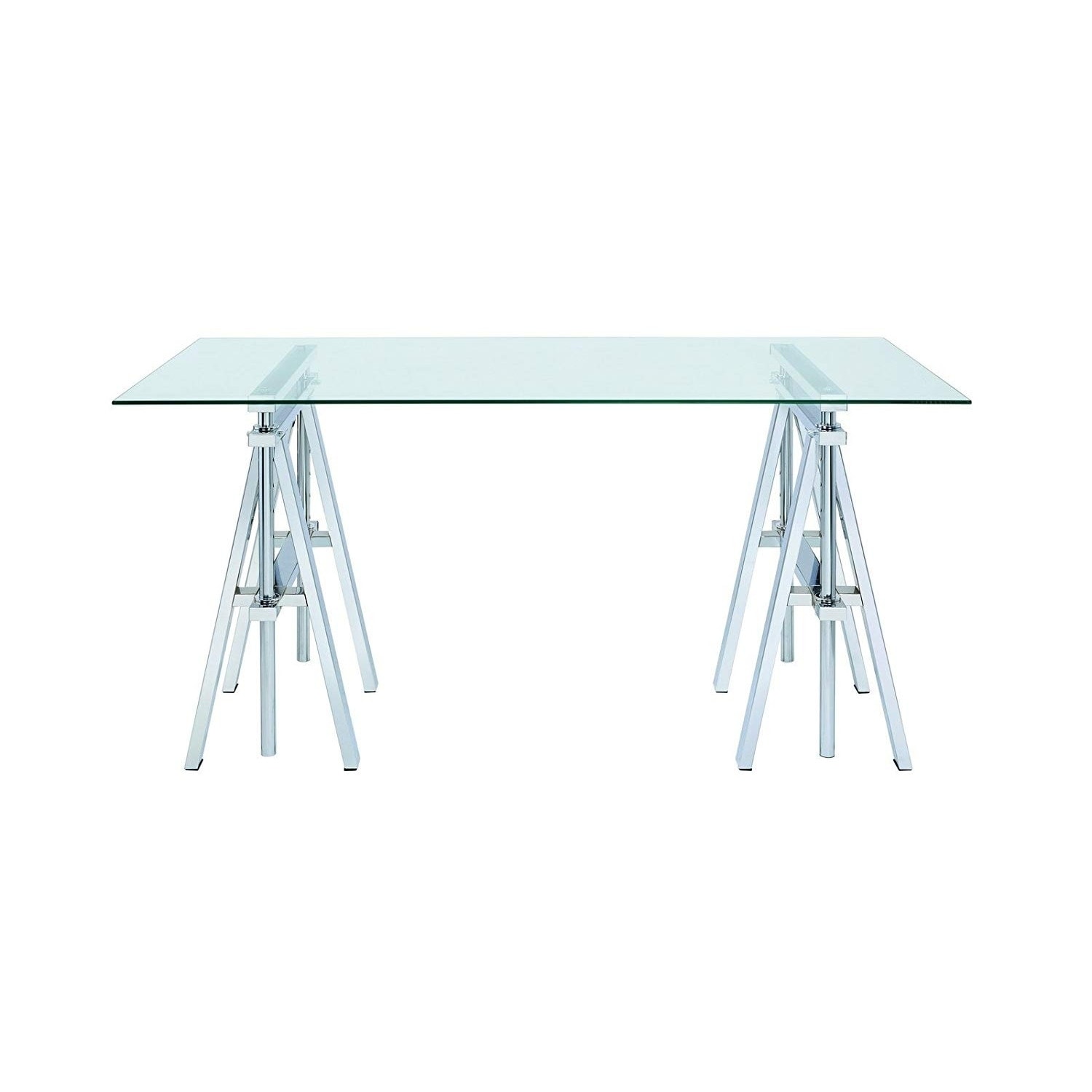 Shop Adjustable Glass Top Writing Desk With Sawhorse Steel Base