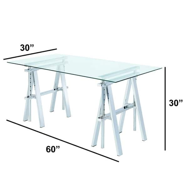 Shop Adjustable Glass Top Writing Desk With Sawhorse Steel Base