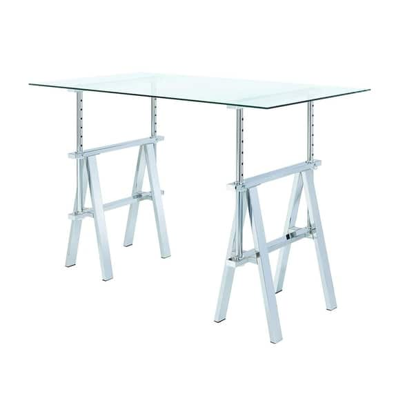 Shop Adjustable Glass Top Writing Desk With Sawhorse Steel Base