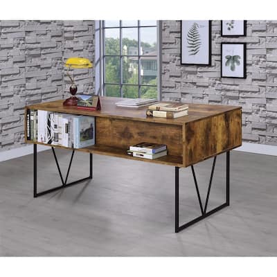 Voguish Style Writing Desk With 4 Drawers, Brown