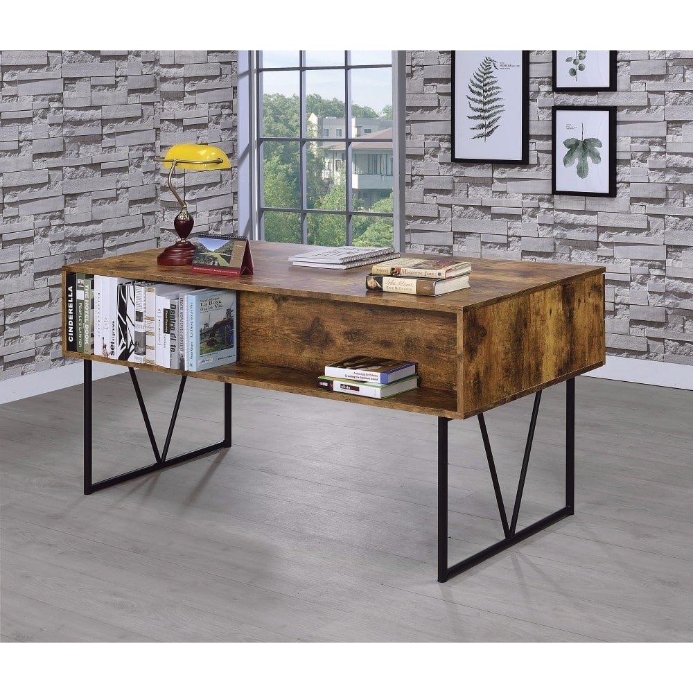 Voguish Style Writing Desk With 4 Drawers, Brown