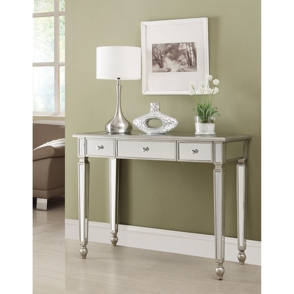 Traditional Style Metal Console Table With Storage Drawers Traditional Style Metal Console Table With Storage Drawers Silver