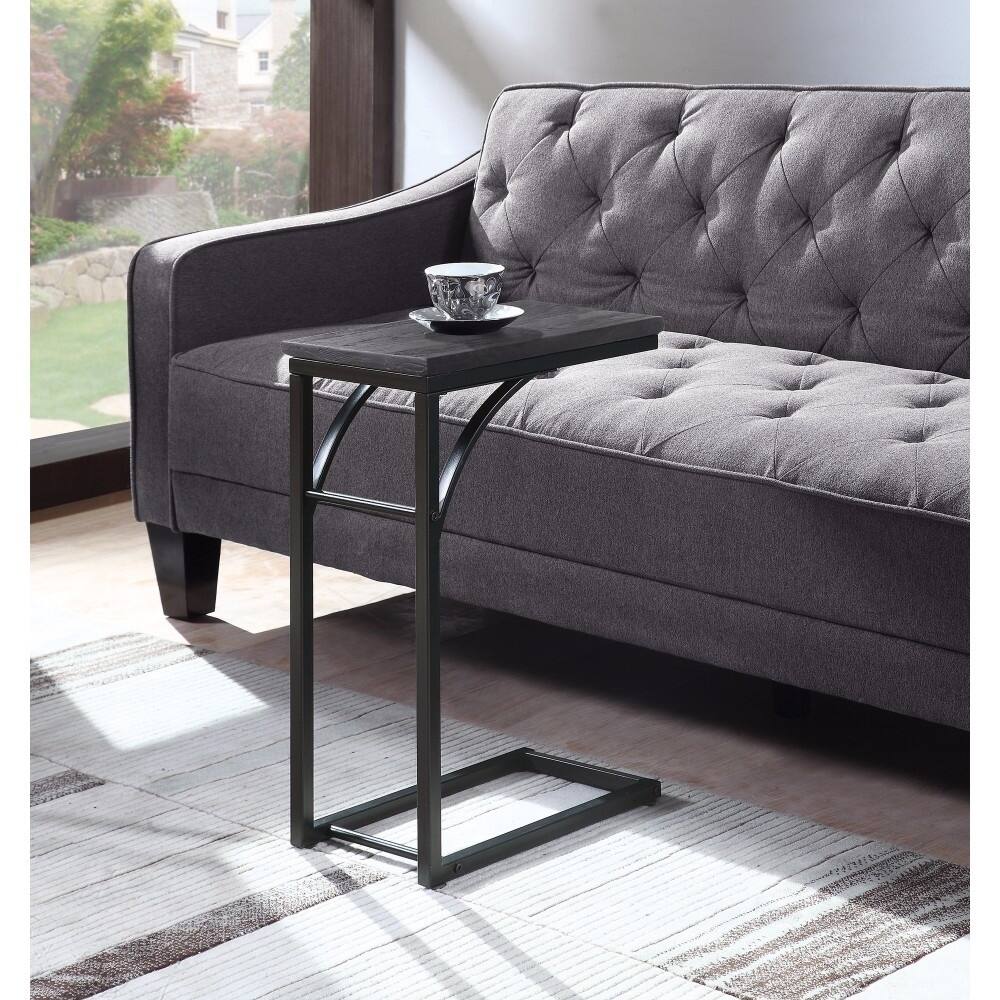 Elegantly Charmed Metal Snack Table, Gray And Black