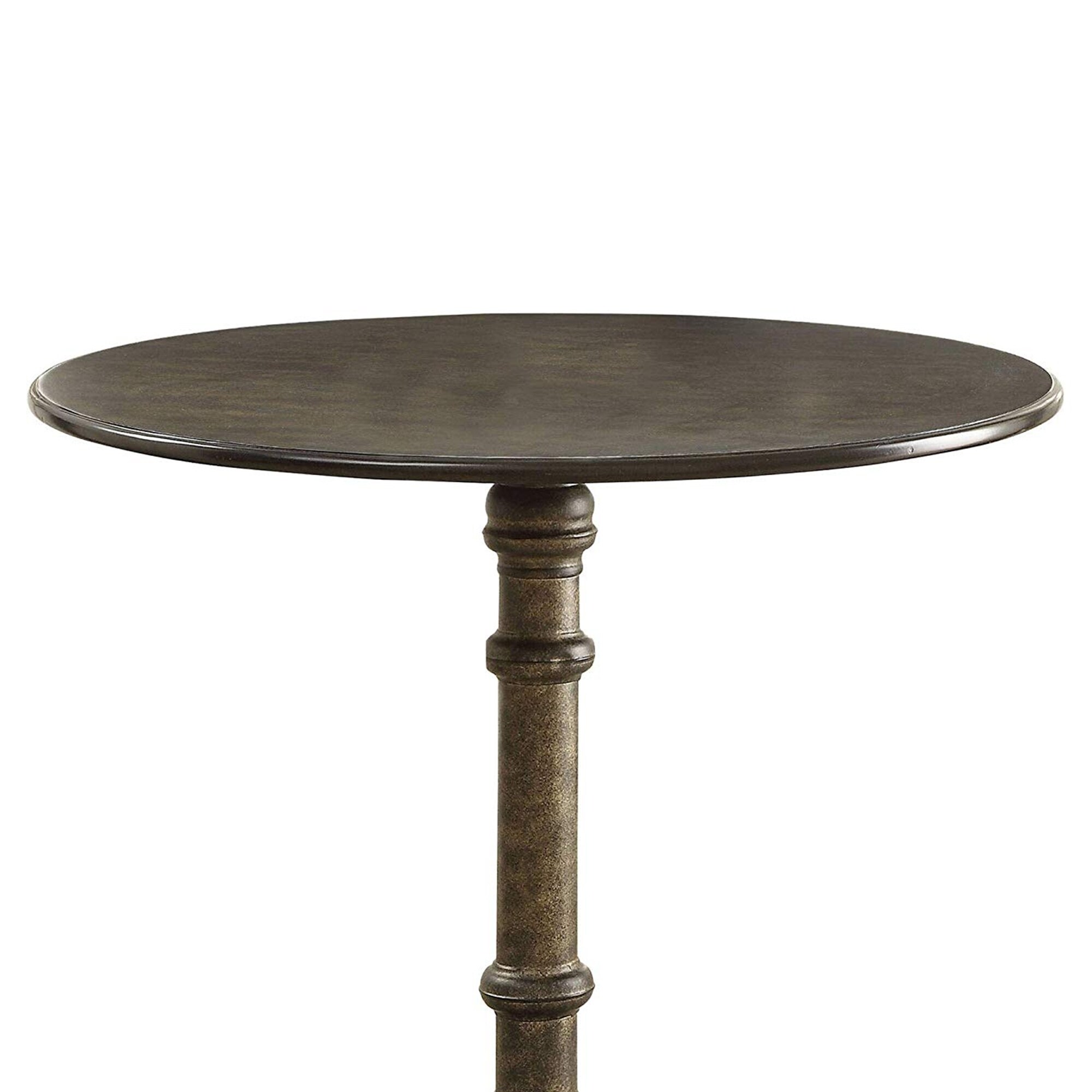 Round Metal Bistro Dining Table With Turned Pedestal Base Bronze Round Metal Bistro Dining Table With Turned Pedestal Base Bronze