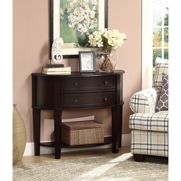 Demilune Wooden Console Table With 2 Drawers Brown Free Demilune Wooden Console Table With 2 Drawers Brown Free Shipping Today 19884372